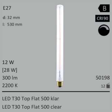  50198 - 12W=28W Segula LED T30 Top Flat 500 klar E27 300Lm CRI90 2200K dimmbar  46.31USD - 51.46USD  