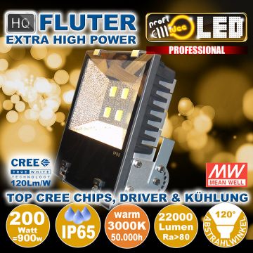  99103 - 200W=900W LED HQ Fluter 22000Lm 120 3000K warm IP65  675.27USD - 750.29USD  