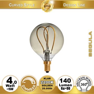  50523 - 4W=15W LED Globe 80 Curved Golden E14 140Lm 2200K dimmbar  20.25USD - 21.33USD  