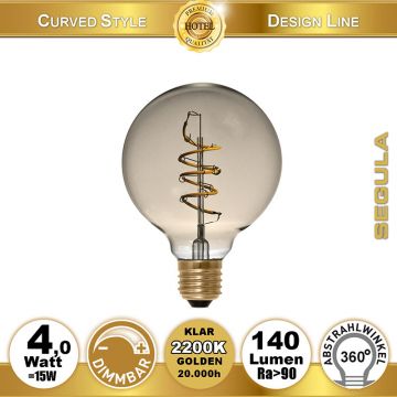  50536 - 4W=15W LED Globe 95 Curved Spirale Gold E27 140Lm 2200K dimmbar  24.31USD - 25.59USD  