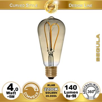  50531 - 4W=15W LED Rustika Curved Golden E27 140Lm 2200K dimmbar  23.30USD - 24.54USD  