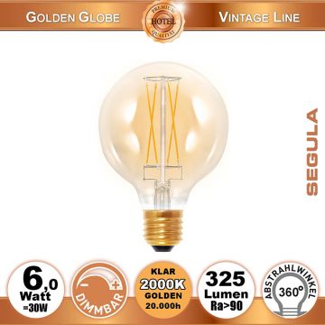  50292 - 6W=30W LED Golden Globe 95 dimmbar E27 325Lm 360 Ra>90 2000K  19.99GBP - 22.23GBP  