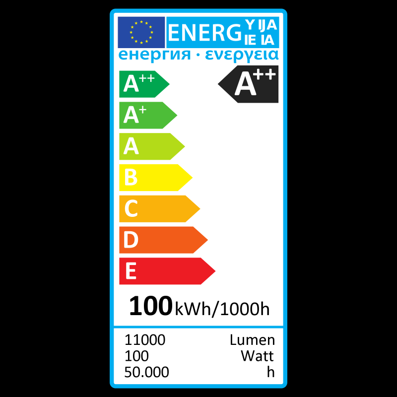 100W=700W LED HQ Fluter 11000Lm 120 6000K weiss IP65