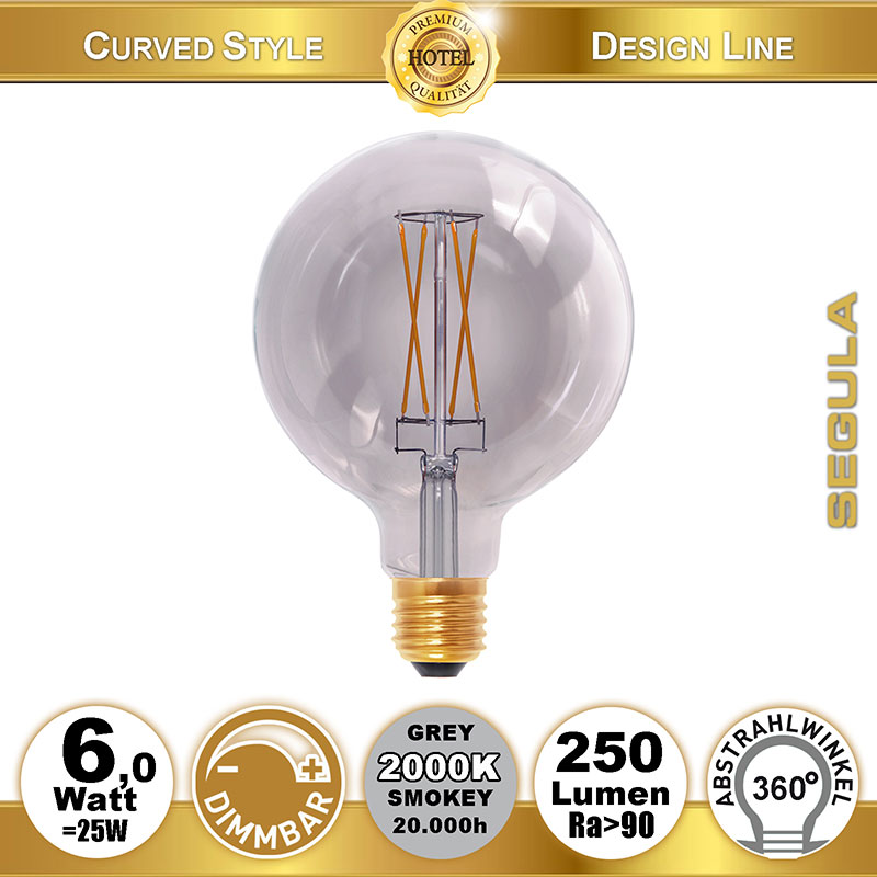  6W=25W LED Globe 125 Smokey Grey E27 250Lm 2000K dimmbar 