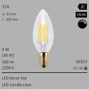  4W=30W LED Glas Glhfadenkerze dimmbar klar E14 320Lm 360 Ra>90 2200K 