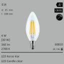  4W=30W LED Kerze klar E14 340Lm 360 Ra>95 2700K 