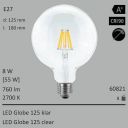  8W=55W Segula LED Globe 125 klar E27 760Lm 360 Ra>90 2700K 