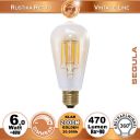  6W=40W LED Rustika Golden Glas Glhfadenbirne dimmbar klar E27 470Lm 360 Ra>90 2000K 