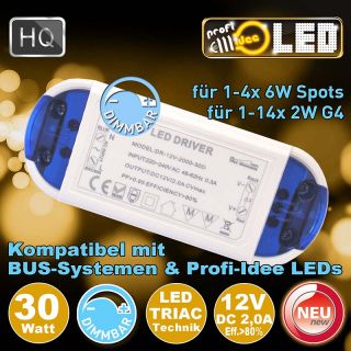  30W LED Trafo Driver DIMMBAR fr 1-4x 6w Spots 