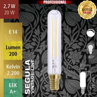  2,7W=20W LED Tube Glhfaden dimmbar klar E14 200Lm 360 Ra>90 2200K 