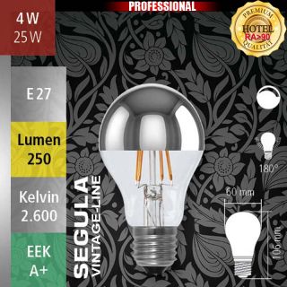  4W=25W LED Spiegelkopf-Glhfadenbirne dimmbar klar E27 250Lm 180 Ra>90 2600K 