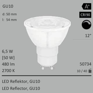  6W=50W Segula LED Spot Reflektor GU10 480Lm 12 CRI90 2700K dimmbar 