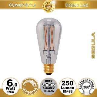  6W=25W LED Rustika Smokey Grau E27 250Lm 2000K dimmbar 