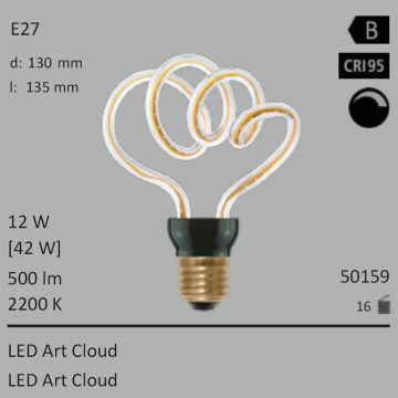  50159 - 12W=42W SEGULA LED ART Cloud klar E27 500Lm 360 Ra>95 2200K dimmbar  26.95GBP - 29.96GBP  