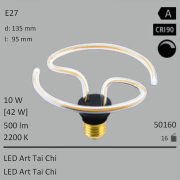  50160 - 10W=42W SEGULA LED ART Tai Chi klar E27 500Lm 360 Ra>90 2200K dimmbar  30.81GBP - 34.23GBP  
