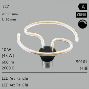  50161 - 10W=48W SEGULA LED ART Tai Chi klar E27 600Lm 360 Ra>90 2600K dimmbar  30.81GBP - 34.23GBP  