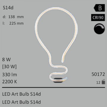  50172 - 8W=30W SEGULA LED ART Bulb S14d klar 330Lm 360 Ra>90 2200K dimmbar  28.49GBP - 31.66GBP  