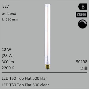  50198 - 12W=28W Segula LED T30 Top Flat 500 klar E27 300Lm CRI90 2200K dimmbar  36.97GBP - 41.09GBP  