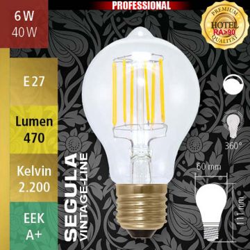  50278 - 6W=40W LED Glas Glhfadenbirne dimmbar klar E27 470Lm 360 Ra>90 2200K  17,95EUR - 19,96EUR  