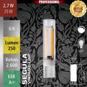 50610 - 2,7W=25W Segula LED G9 Glhfaden klar 250Lm 360 Ra>90 2600K dimmbar  15,16EUR - 15,95EUR  
