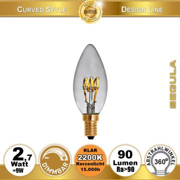  50521 - 2,7W=9W LED Kerze Curved klar E14 90Lm 2200K dimmbar  10.50GBP - 11.05GBP  