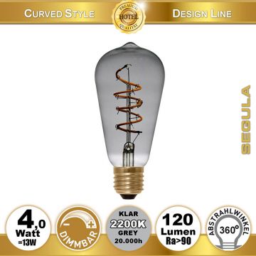  50532 - 4W=12W LED Rustika Curved Grey E27 120Lm 2200K dimmbar  18.26GBP - 19.23GBP  