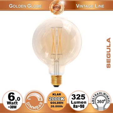  50293 - 6W=30W LED Golden Globe 125 dimmbar E27 325Lm 360 Ra>90 2000K  28.31USD - 31.47USD  