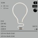  8W=30W SEGULA LED ART Bulb S14d klar 330Lm 360° Ra>90 2200K dimmbar 