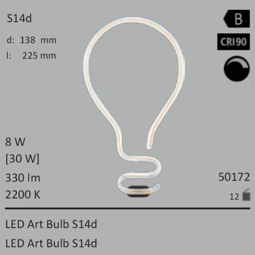  50172 - 8W=30W SEGULA LED ART Bulb S14d klar 330Lm 360° Ra>90 2200K dimmbar  29.22GBP - 32.47GBP  