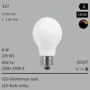  8W=40W LED Glhbirne opal E27 450Lm 360 Ra>90 2000K-2900K Ambient Dimming 