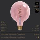  6W=30W Segula LED Globe 125 Smokey Pink E27 325Lm CRI90 2000K dimmbar 