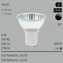  4W=35W Segula LED Glas-Spot Reflektor COB GU10 230Lm 30 CRI90 2700K dimmbar 
