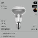  2,7W=10W LED Reflektor R50 klar E14 100Lm 45 Ra>90 2000-2900K ambient dimmbar 
