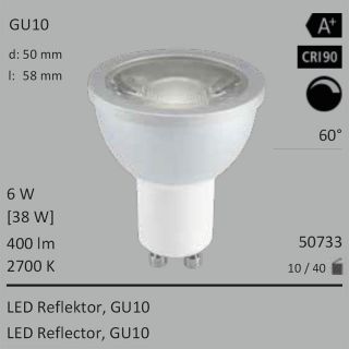  6W=38W Segula LED Spot Reflektor GU10 400Lm 60 CRI90 2700K dimmbar 