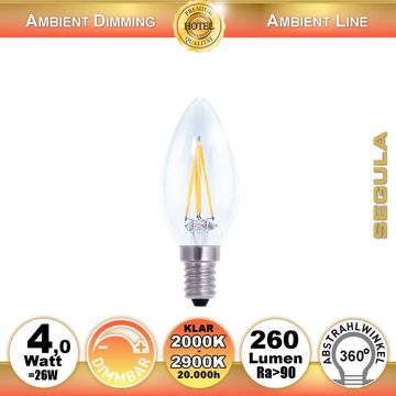  50241 - 4W=26W LED Ambient Dimming Glas Kerze klar E14 260Lm 360° Ra>90 2000K-2900K  16,15EUR - 17,95EUR  