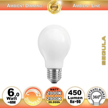  50247 - 6W=40W LED Ambient Dimming Gl�hfadenbirne matt E27 450Lm 360� Ra>90 2000K-2900K  3758.92JPY - 4177.41JPY  